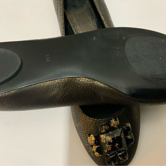 DIANE von FURSTENBERG Metallic and Black Jewel Embellished Ballet Flats - Picture 6 of 6